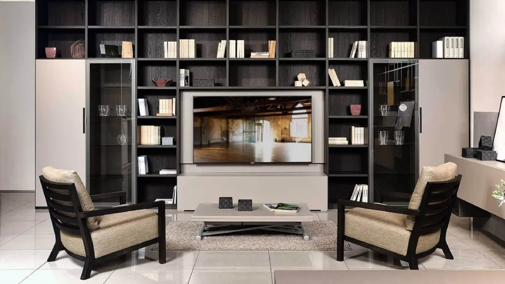 Libreria modulare in finitura essenza legno President di Fratelli Elli