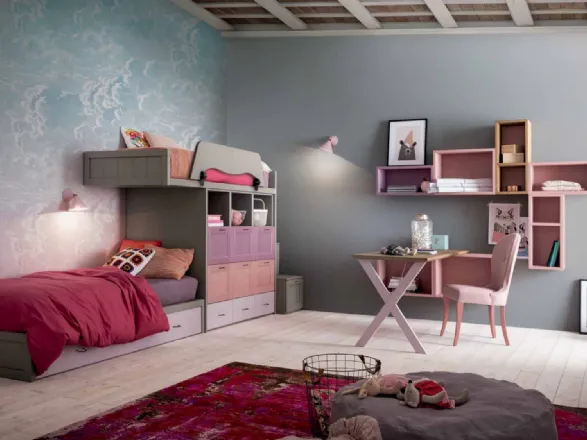Cameretta per bambine con letto a soppalco Every Day 12 di Callesella