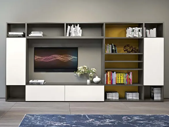 Libreria in laccato bianco Wall System 3 di Clever
