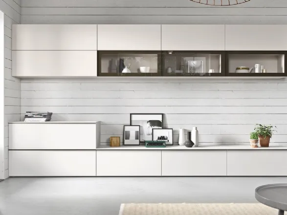 Parete attrezzata moderna in laccato opaco bianco 01 di Cinquanta3