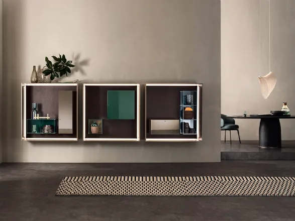 Pensili libreria in vetro Sistema LT40 di Lema