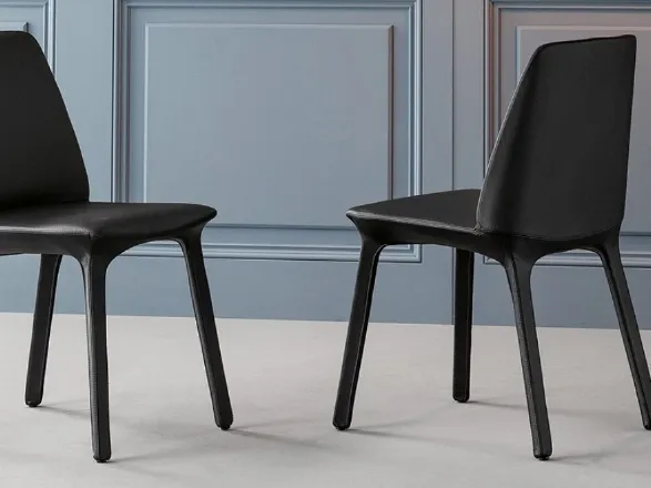 Sedia moderna da pranzo in pelle Flute di Bonaldo