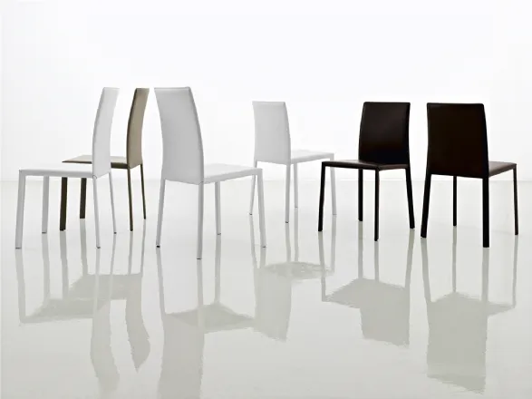 Sedia in cuoio moderna fissa imbottita Paola di Pointhouse
