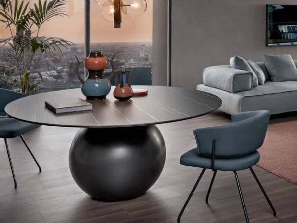 Tavolo di design rotondo con base a sfera Circus di Bonaldo