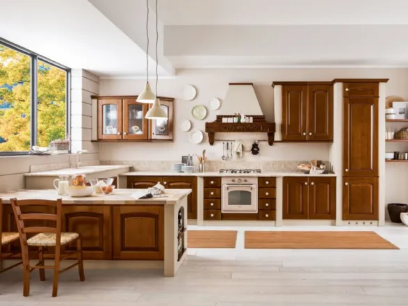 Cucina in legno di ciliegio con vani a giorno Magda di Arrex