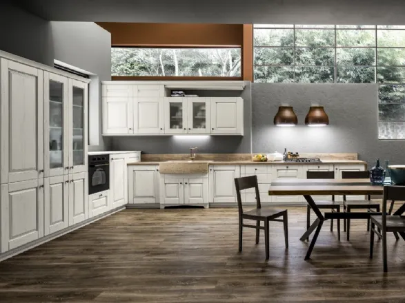 Cucina ad angolo in legno con isola centrale Nora di Arrex