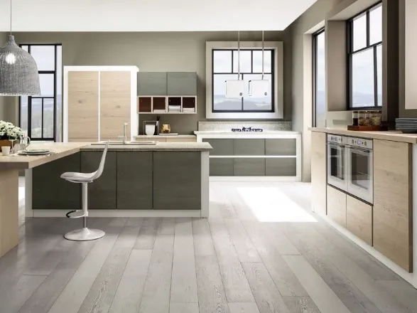 Cucina elegante e innovativa con isola e penisola centrali Comp 08 di Arrex