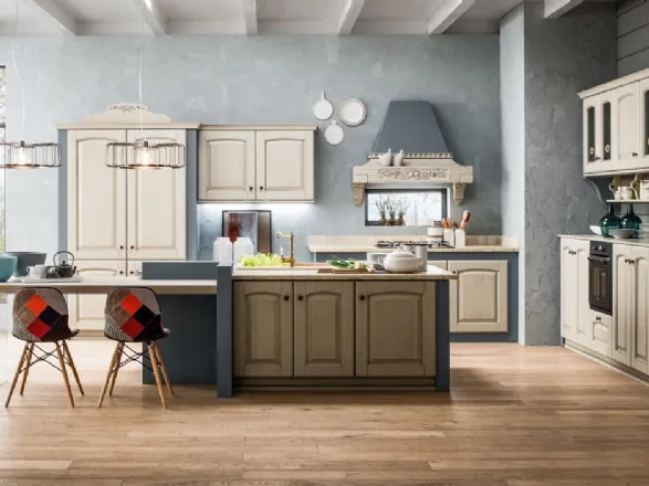 Cucina shabby in legno massiccio Comp 01 di Arrex