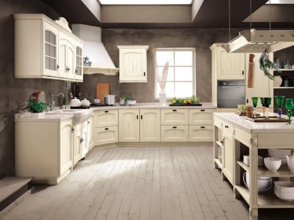 Cucina in stile Shabby con ante in legno a doghe Morgana di Arrex