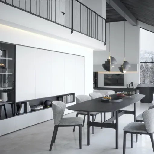 Parete Attrezzata Wall 30 01 in laccato opaco e vetro di Novamobili