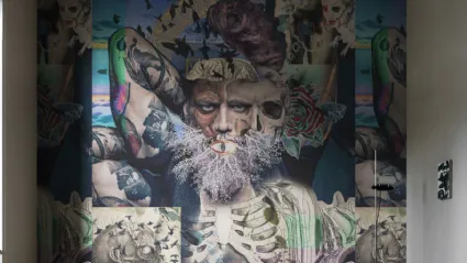 Carta da parati di design con figure sovrapposte AM18 di London Art