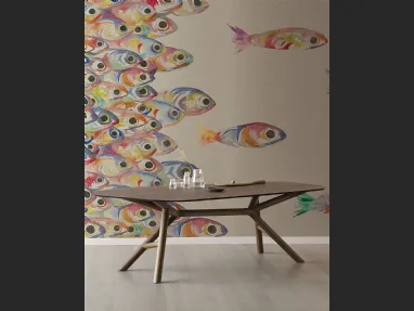 Carta da parati con soggetto pesci colorati Flutter di London Art