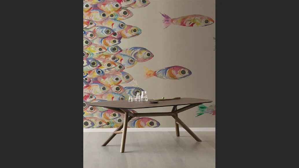 Carta da parati con soggetto pesci colorati Flutter di London Art