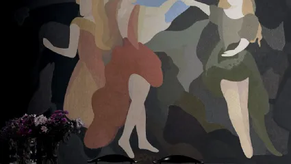 Carta da parati con tre danzatrici Folies di London Art