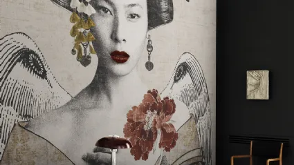 Carta da parati con ritratto di donna Geisha re-edition di London Art