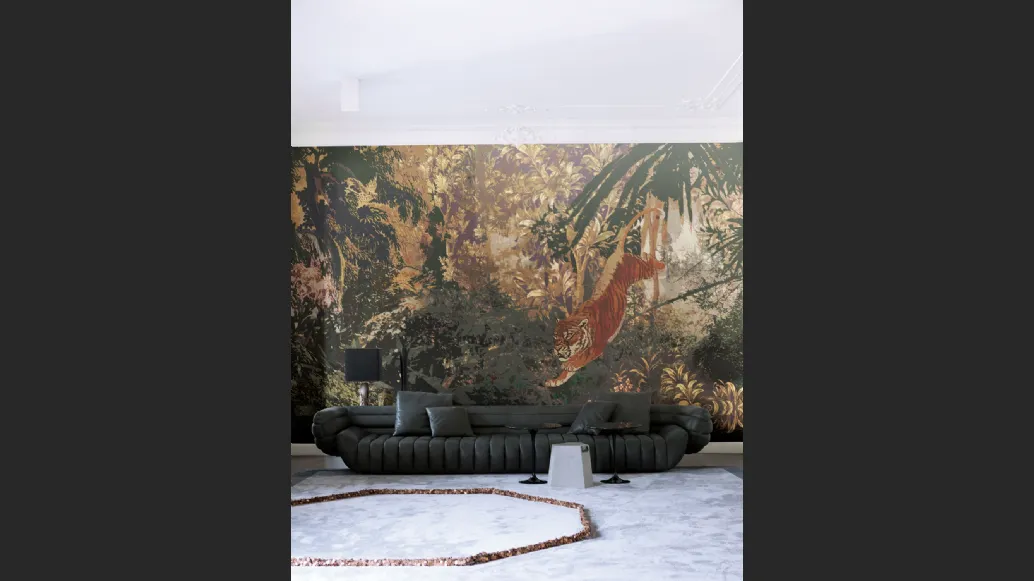 Carta da parati con salto di tigre Gobelin II di London Art