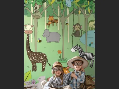 Carta da parati per camerette con animali esotici Harry di London Art