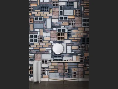 Carta da parati con mattoni colorati The Wall di London Art