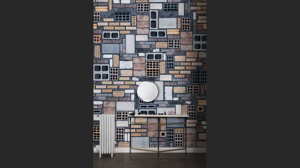 Carta da parati con mattoni colorati The Wall di London Art