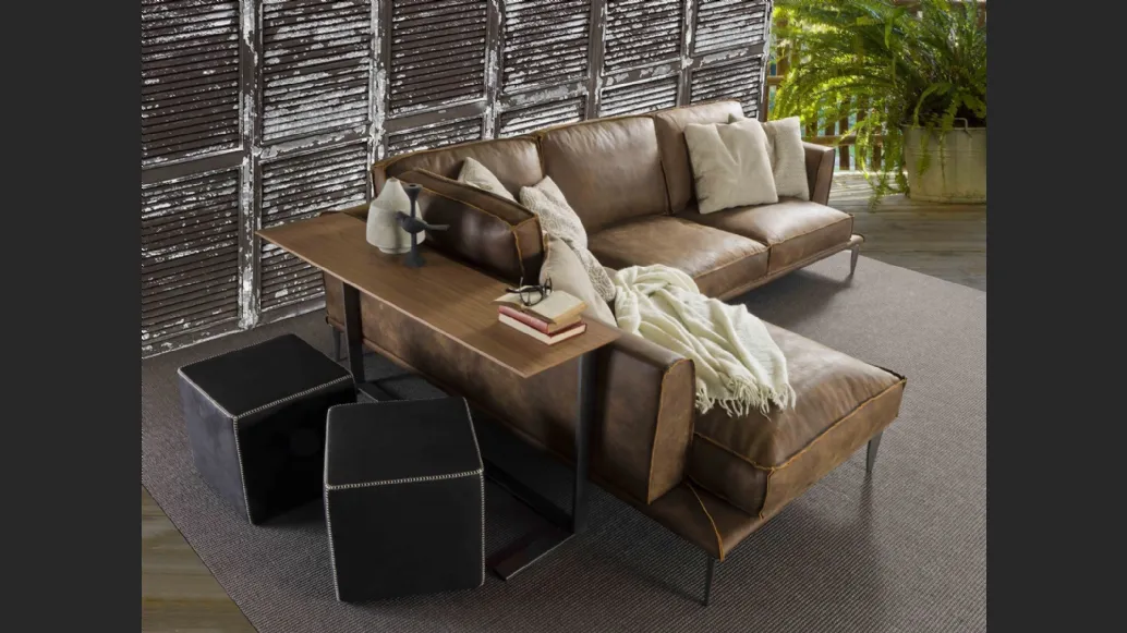 Pouf Cube in tessuto nero con impuntura bianca di Flexstyle