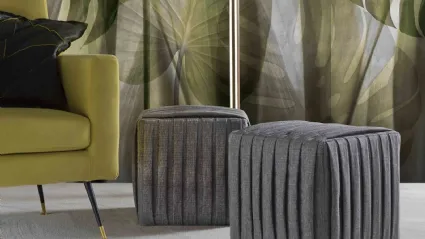 Pouf di forma cubica in tessuto Plissè di Flexstyle