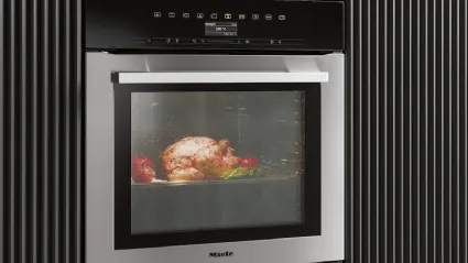 Forno H 7364 BP in acciao inox con sonda termometrica ed illuminazione Led di Miele