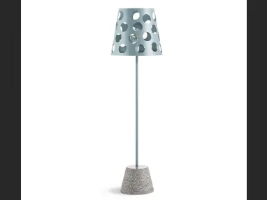 Lampada con diffusore in metallo e base in cemento Bolle terra di Midj