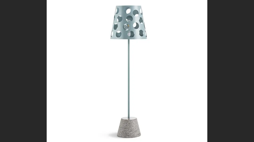 Lampada da terra con colonna e diffusore in metallo verniciato e base in cemento Bolle di Midj