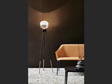 Lampada in metallo Nero e Oro con diffusore in vetro trasparente e satinato Ghost di Midj