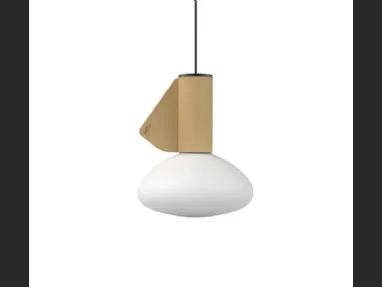 Lampada a sospensione Mug con diffusore in vetro opaco e supporto in metallo rivestito in cuoio di Midj