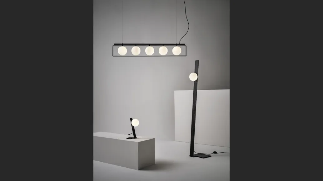 Lampada in acciaio nero a 5 luci Suspense Sospensione di Midj