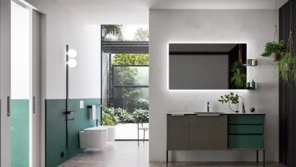 Mobile da Bagno Cartabianca in materico Intreccio e laccato Opaco di Cerasa