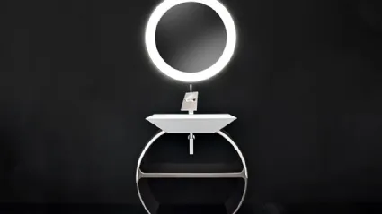 Mobile da Bagno Moon con base cromata e lavabo Diamante di Cerasa
