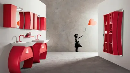 Mobile da Bagno Moon con doppia base lavabo di Cerasa