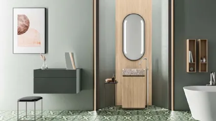 Mobile da Bagno Nerolab in Impiallacciato Rovere Chiaro di Cerasa