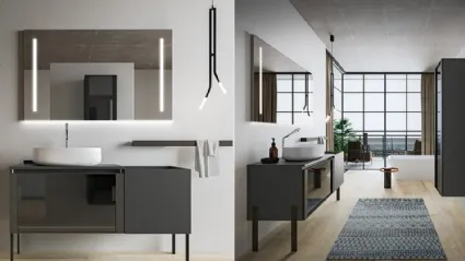 Mobile da Bagno Segno in Grigio Minerale di Cerasa