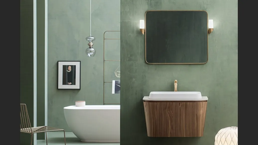 Mobile da Bagno sospeso Suede 02 in Noce Canaletto di Cerasa