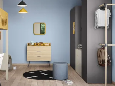 Cameretta a soppalco con scrivania Kids space 13 in melaminico di Nidi