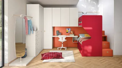 Cameretta con letti a castello e armadio ad angolo Kids space 18 di Nidi