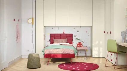 Cameretta a ponte in laccato color luna Kids space 23 di Nidi