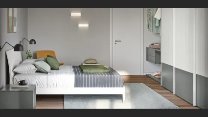 Letto con testiera Mostar in melaminico Olmo Shade di Cinquanta3