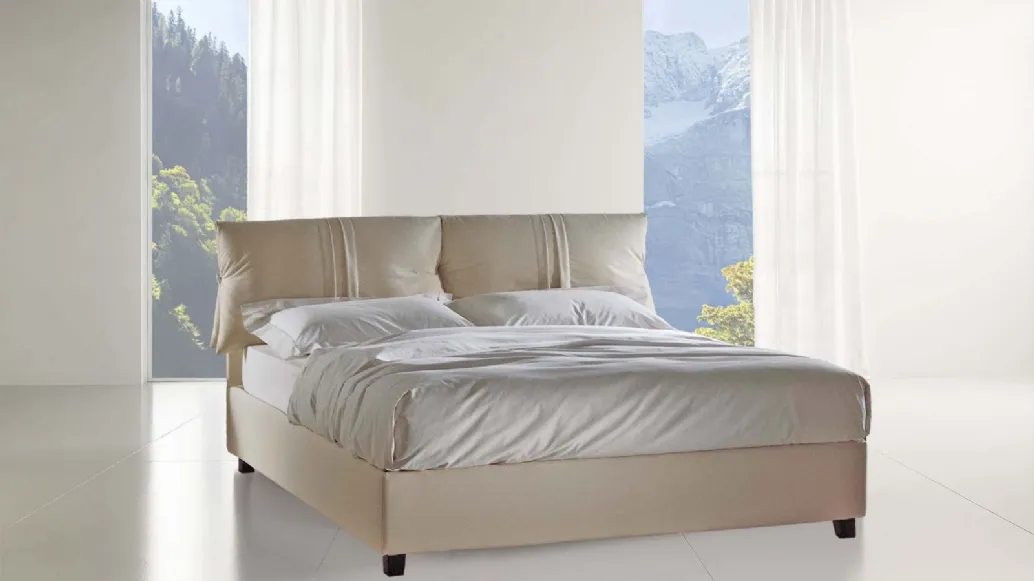 Letto in tessuto imbottito con testiera Mistral di Flexstyle