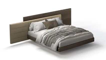 Letto con testiera doppia in pelle imbottita e legno Sophia di Fratelli Elli