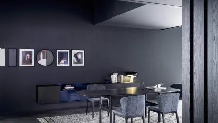 Mobile sospeso Madia Box 18 01 in Rovere Carbone e laccato opaco di Novamobili