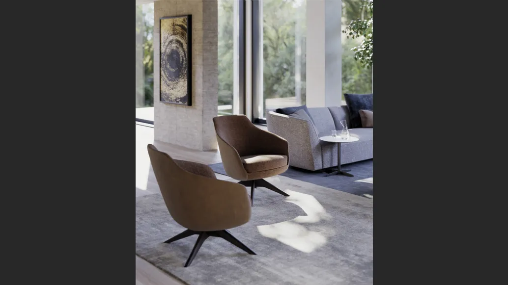 Poltroncina con base girevole in legno Celine di Art Nova