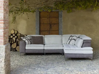 Divano con penisola in tessuto trapuntato Stella Sospeso di Flexstyle