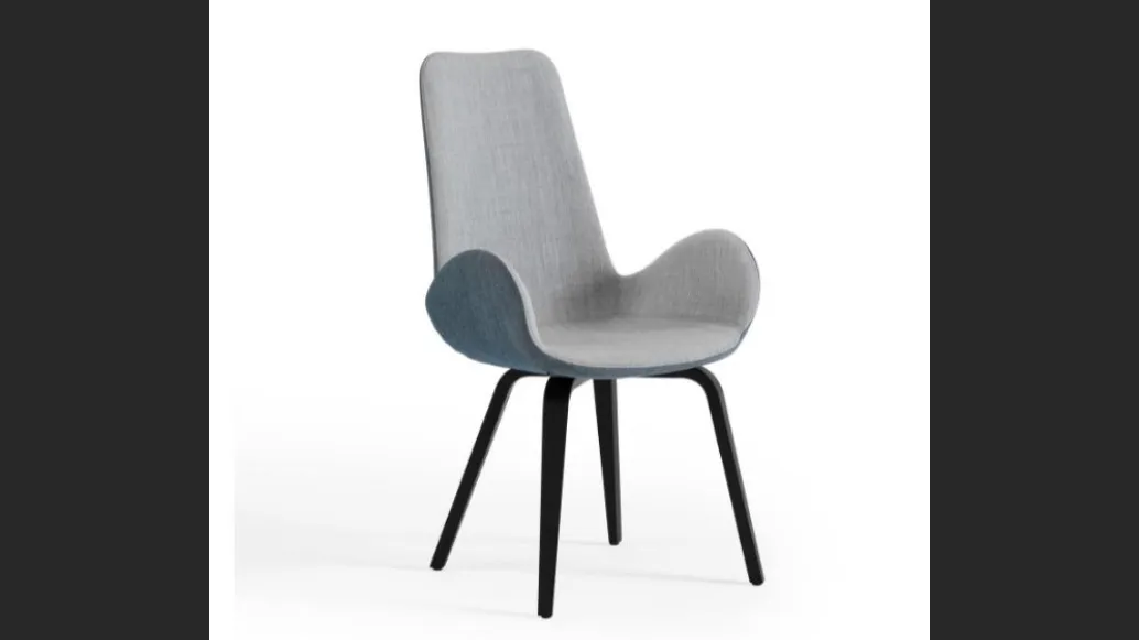Sedia con schienale alto in tessuto con gambe in legno Dalia PA L_N TS di Midj