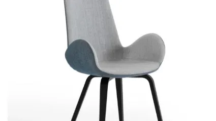Sedia con schienale alto in tessuto con gambe in legno Dalia PA L_N TS di Midj