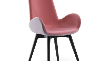 Sedia in pelle con gambe in legno Dalia PA L_R TS di Midj