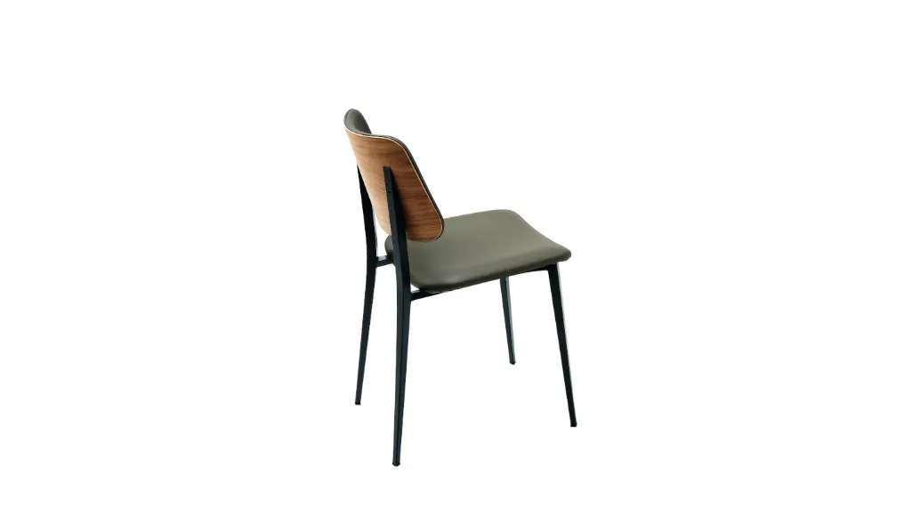 Sedia con sedile e schienale imbottiti e rivestiti in pelle, retroschienale in legno Joe-S M TS-L di Midj